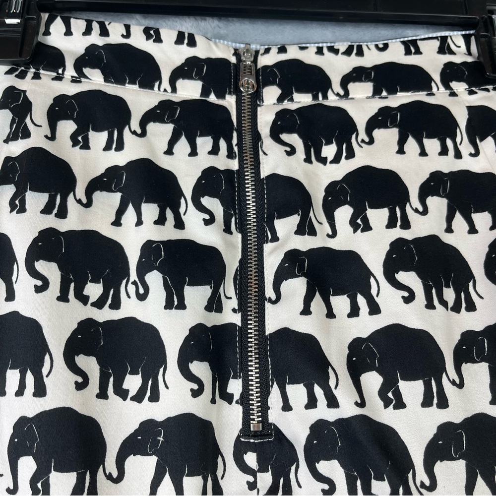 Hatley Sateen Elephant Pencil Skirt Sz 8 Black & White Pockets Lined Artsy Boho - Picture 6 of 15
